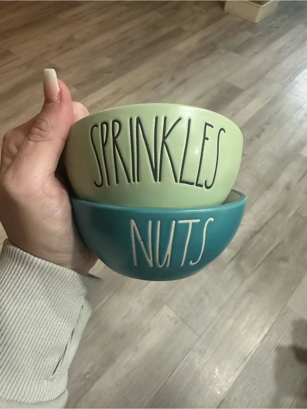 Rae Dunn “Sprinkles” & “Nuts”Ceramic Bowls - Green and Teal
